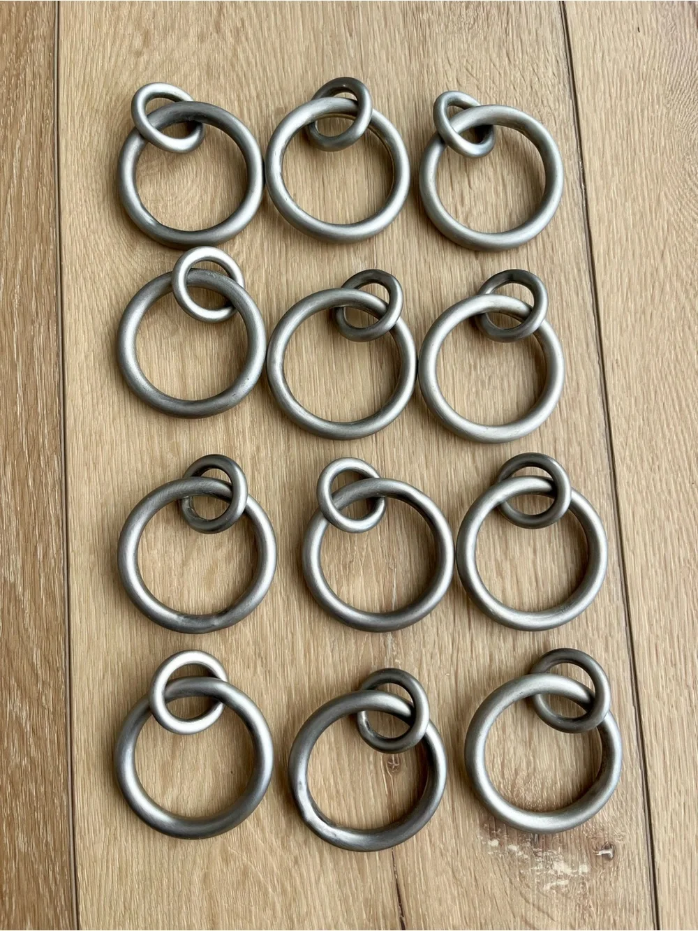 Pottery Barn 2.5” Heavy Duty Solid Metal Double Curtain Rings Pewter Set of 12